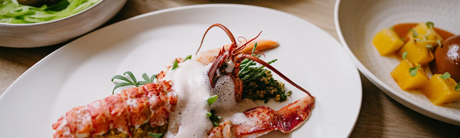 Delicious lobster served on a plate at Restaurant Sophia in the Carlton Ambassador Hotel, The Hague.