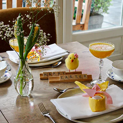 Set table for Easter brunch at Restaurant Sophia