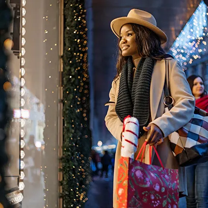 Woman doing Christmas shopping in The Hague